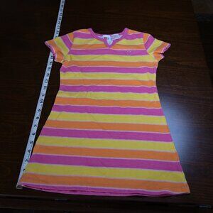 Ur it Girls Pink, Purple, Yellow and Orange Strip Dress w/ butterfly Size 6